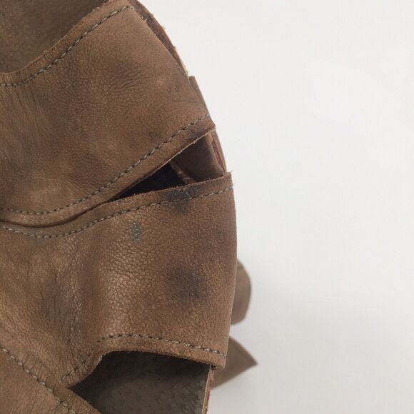 Free People Effie Leather Peep Toe Ankle Bootie 40 US 10 Womens Brown Distressed - Picture 10 of 10